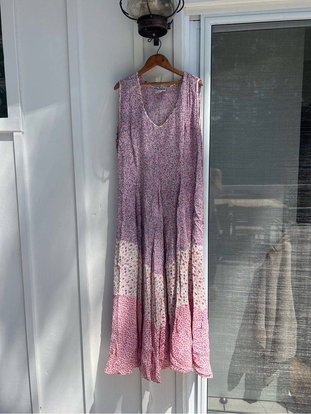 Vintage Starina Pink Floral Tiered Maxi Dress